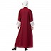Double layered abaya with embroidered fabric- Maroon-White